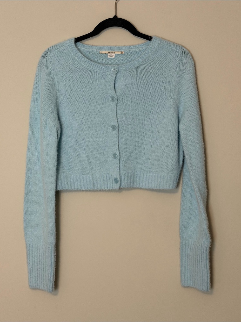 Kimchi Blue Dayna Shrunken Cardigan M Light Blue Fuzzy Urban Outfitters NWOT